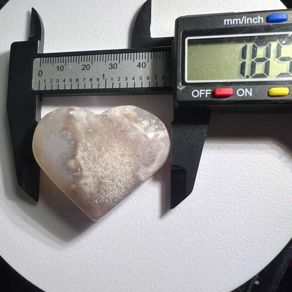Flower Agate‎ Heart Carving (#15) - Picture 10 of 12